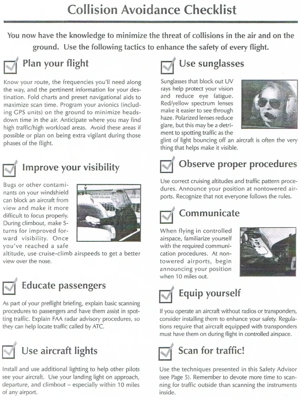 Collision Avoidance Checklist