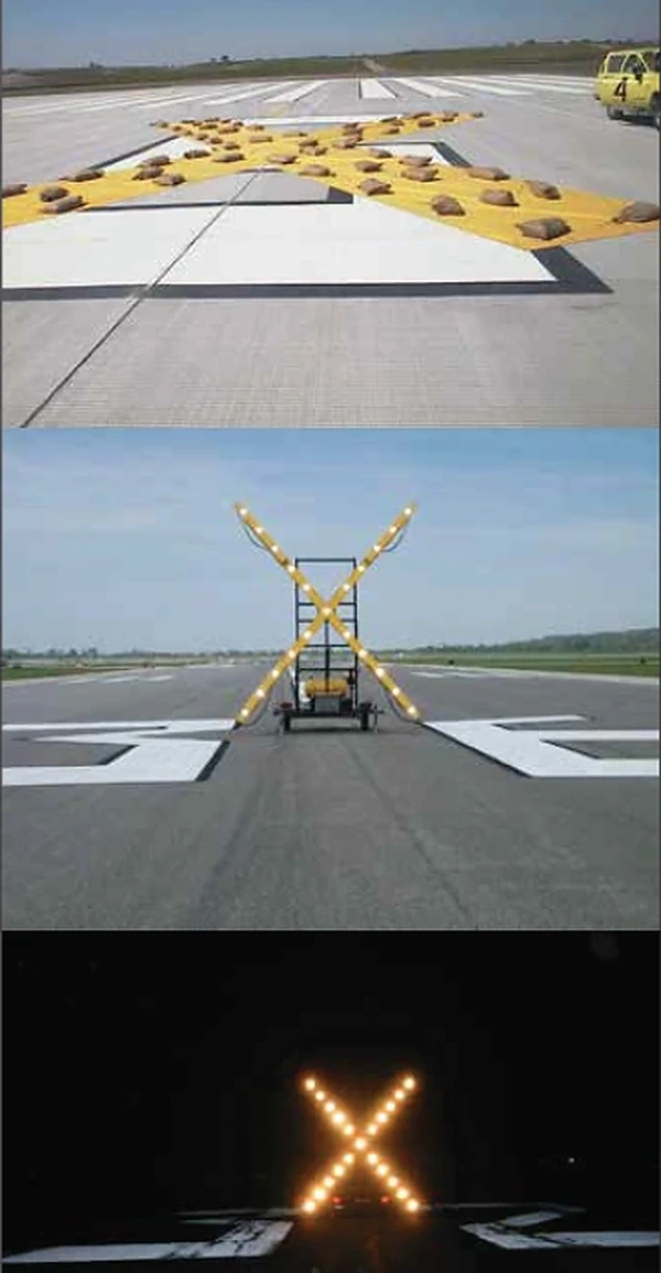 Closed Taxiway or Runway Marking, Day/Night
