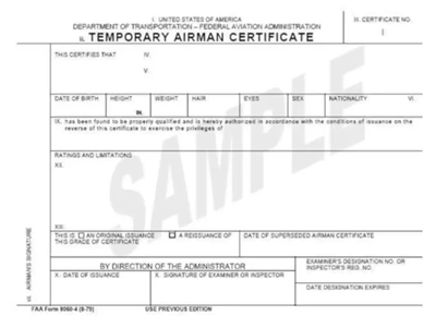 Temporary Airmen Certificate