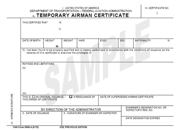 Temporary Airmen Certificate