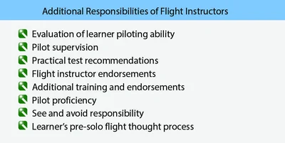 The flight instructor has many additional responsibilities.
