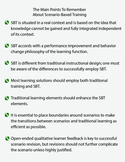Points to remember about scenario-based training.