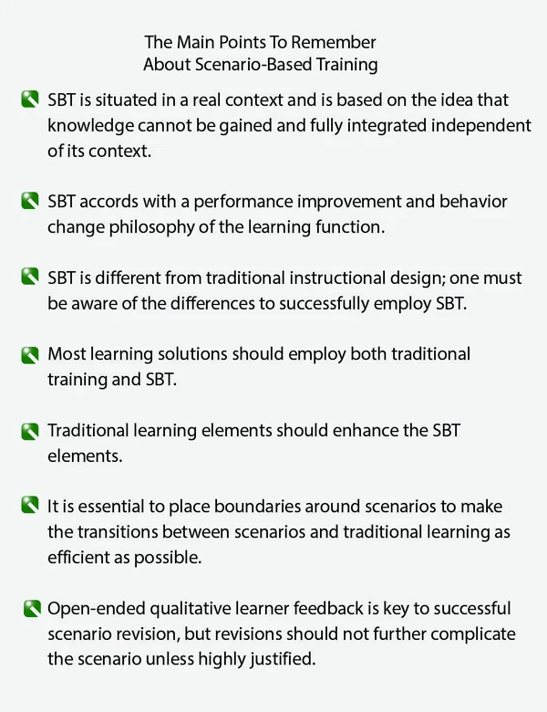 Points to remember about scenario-based training.