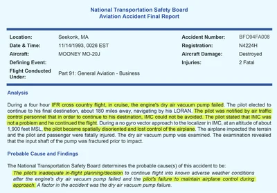 NTSB Accident Report.