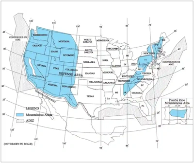Air Defense Identification Zone Boundaries Designated Mountainous Areas