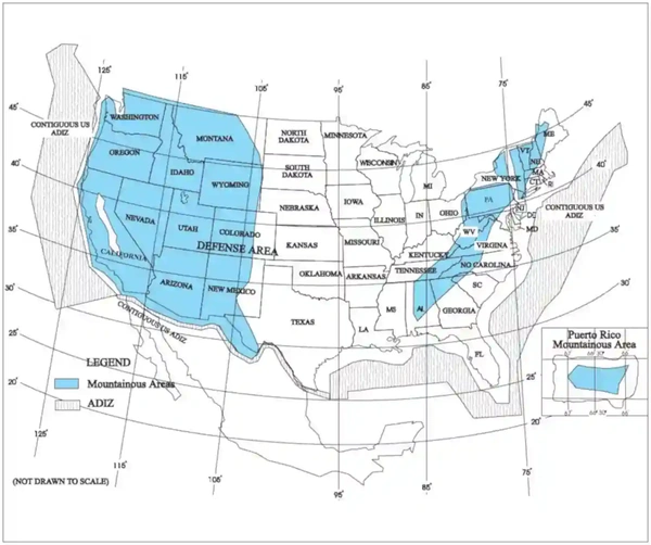 Air Defense Identification Zone Boundaries Designated Mountainous Areas