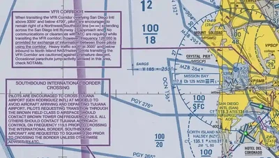 VFR Corridor and Border Crossing Routes, San Diego