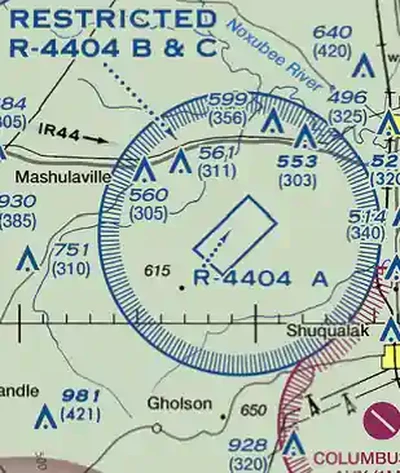Restricted Airspace Sectional Depiction