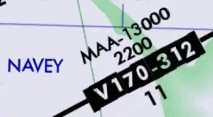 Skyvector.com, Maximum Authorized Altitude Symbology Example