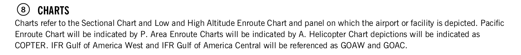 FAA printed legend for item 8, Charts, printed page 13. The text version is above.