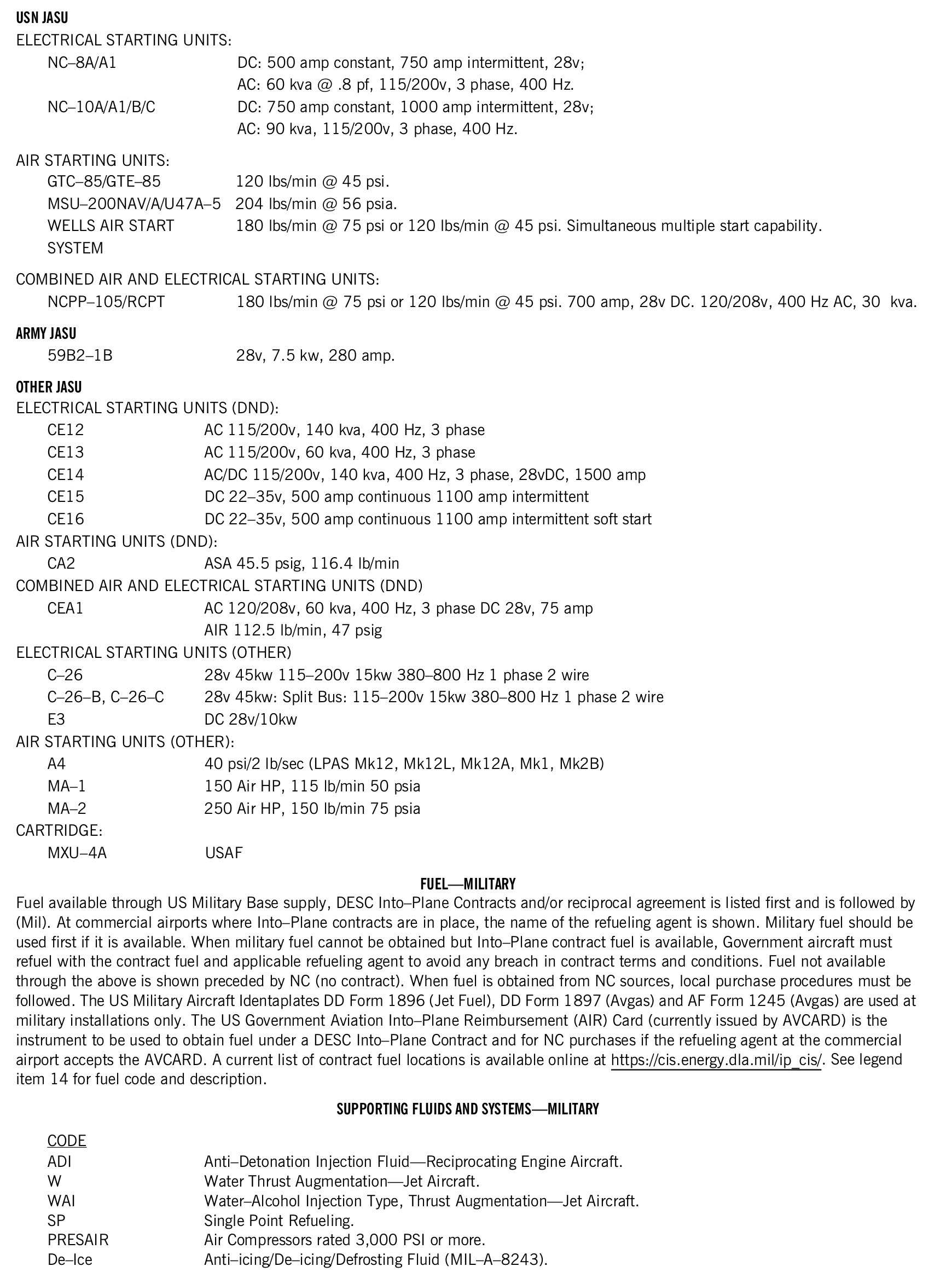 FAA printed legend for item 23, Service, printed page 20. The text version is above.