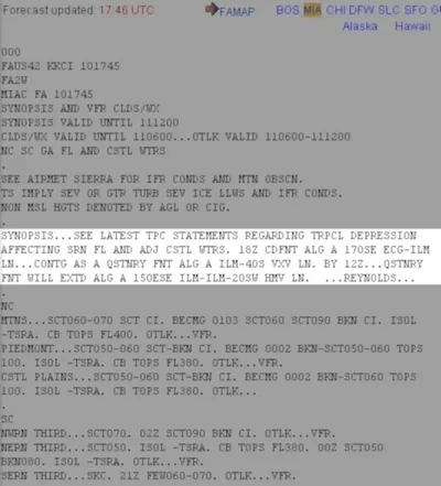 Area Forecast Synopsis Example