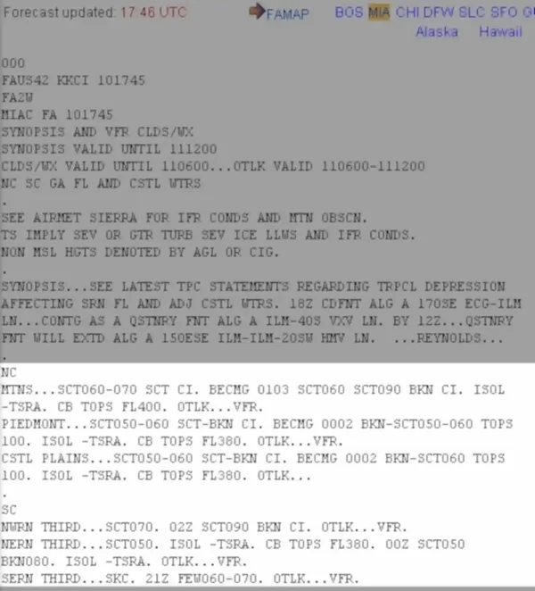 VFR Clouds and Weather Example