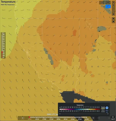 GFA Displayed Temperatures Over California